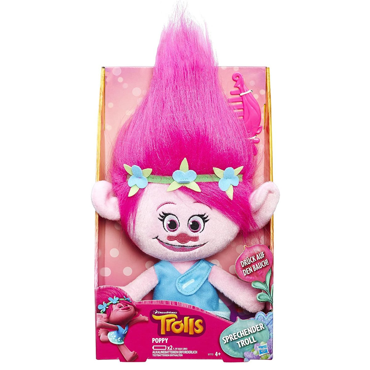 Sprechende Poppy DreamWorks Trolls ca. 40cm  – Hasbro B7772GC0
