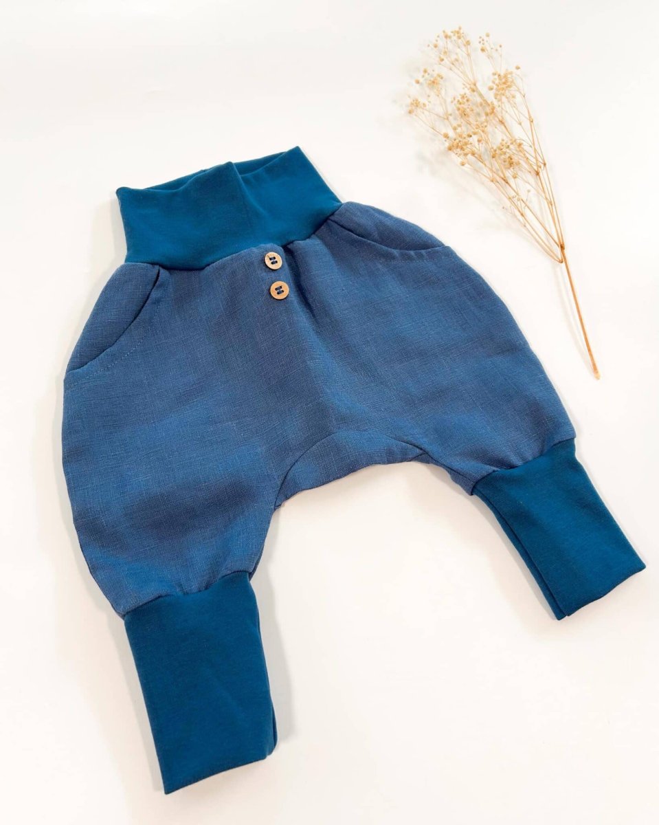 Sofortkauf: Leinen Knickerbocker in Sommerblau, Gr. 62/68